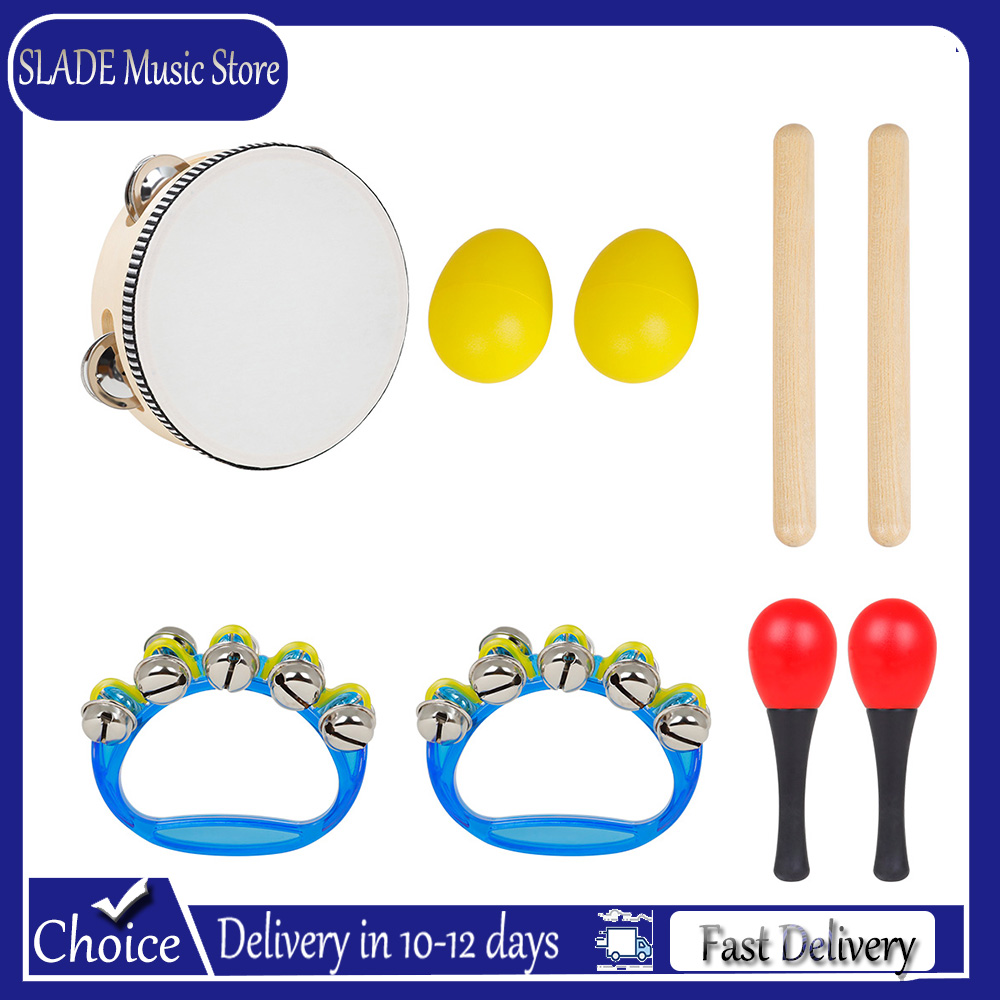 Kids Education Bell - 5Pcs Kids Orff Percussion Set Tambourine