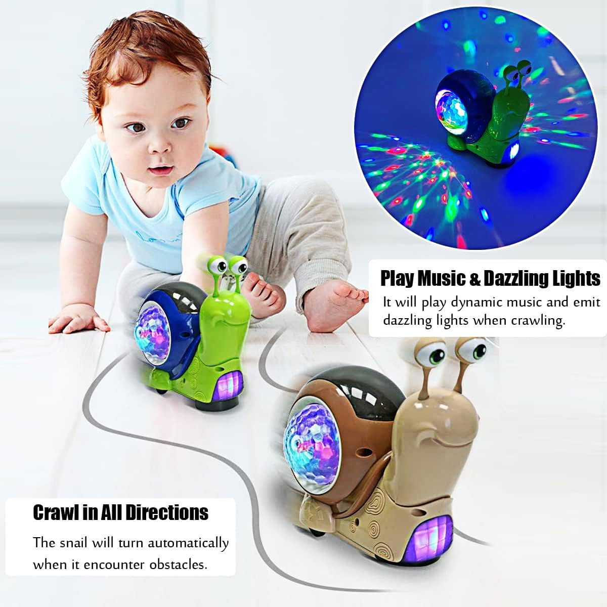 Kids Education Phone - Crawling Snail Baby Toy Walking Tummy
