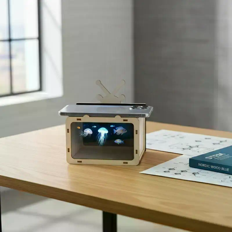 Kids Education Phone - DIY Wooden Holographic Cinema 3D Phone
