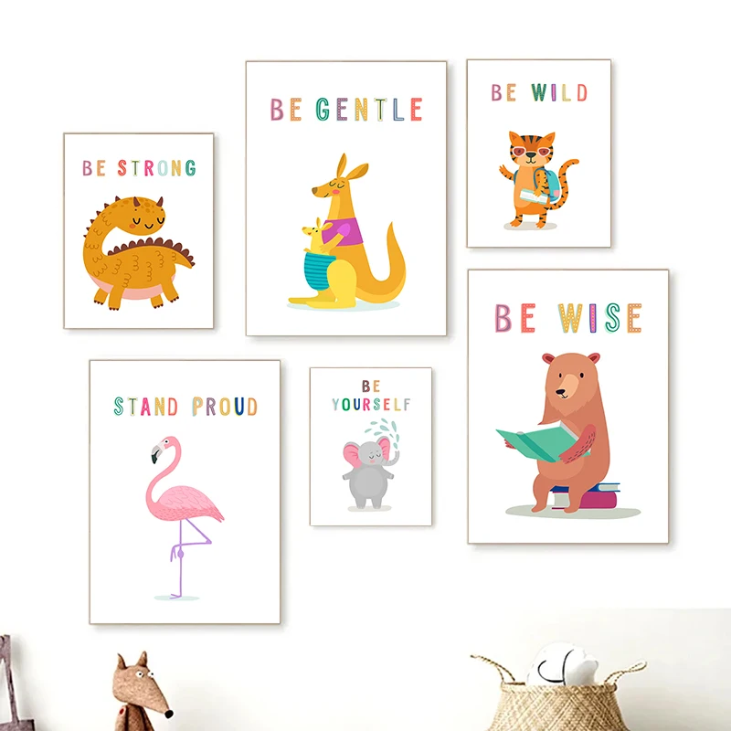 Kids No Education - Canvas Print Wall Animals English Vocabulary