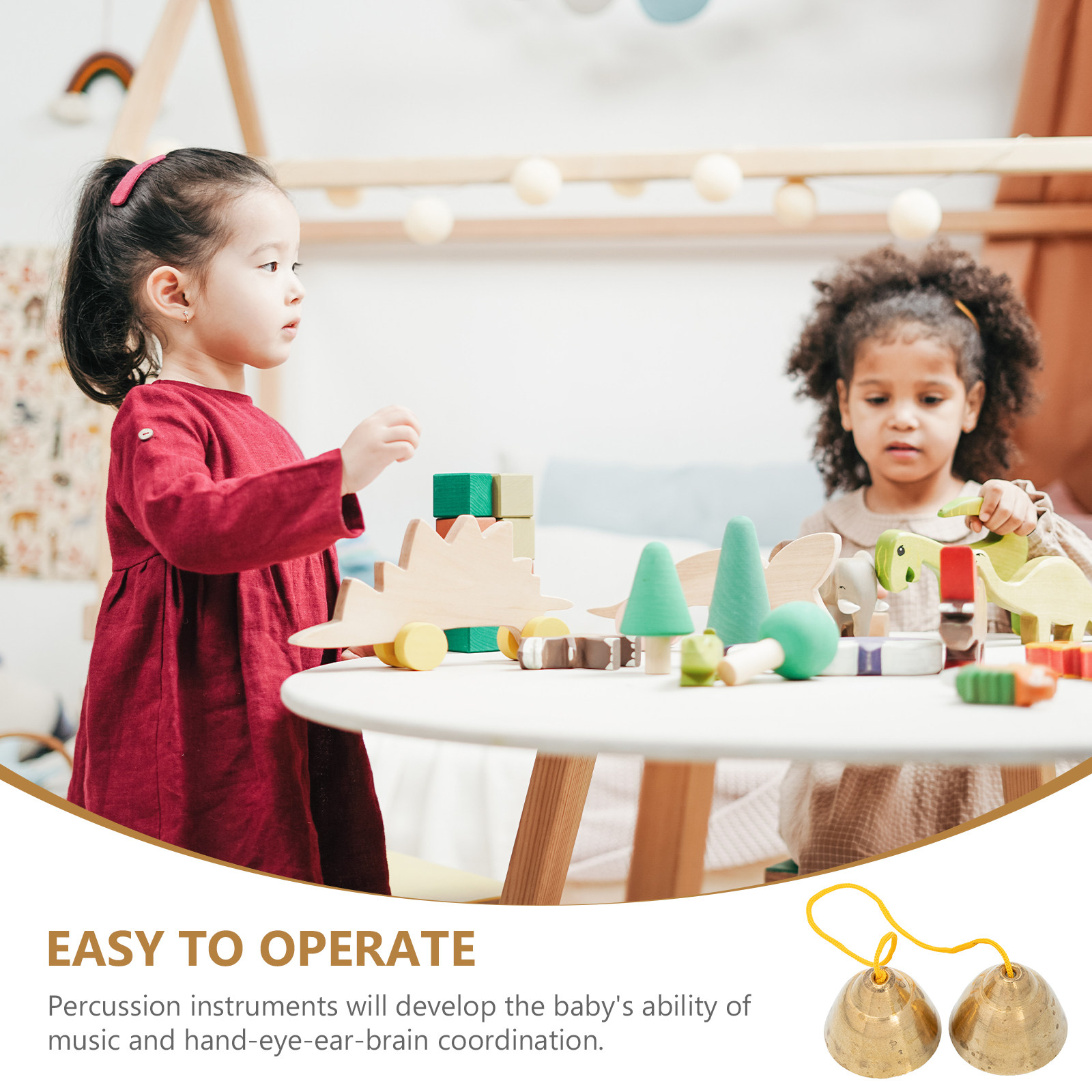 1Pair Premium Copper Bell Kids - Kids Education Bell 评论和价格