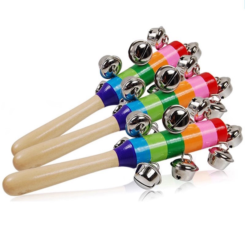 5PCS Wooden Jingle Hand Bells  - Kids Education Bell 评论和价格