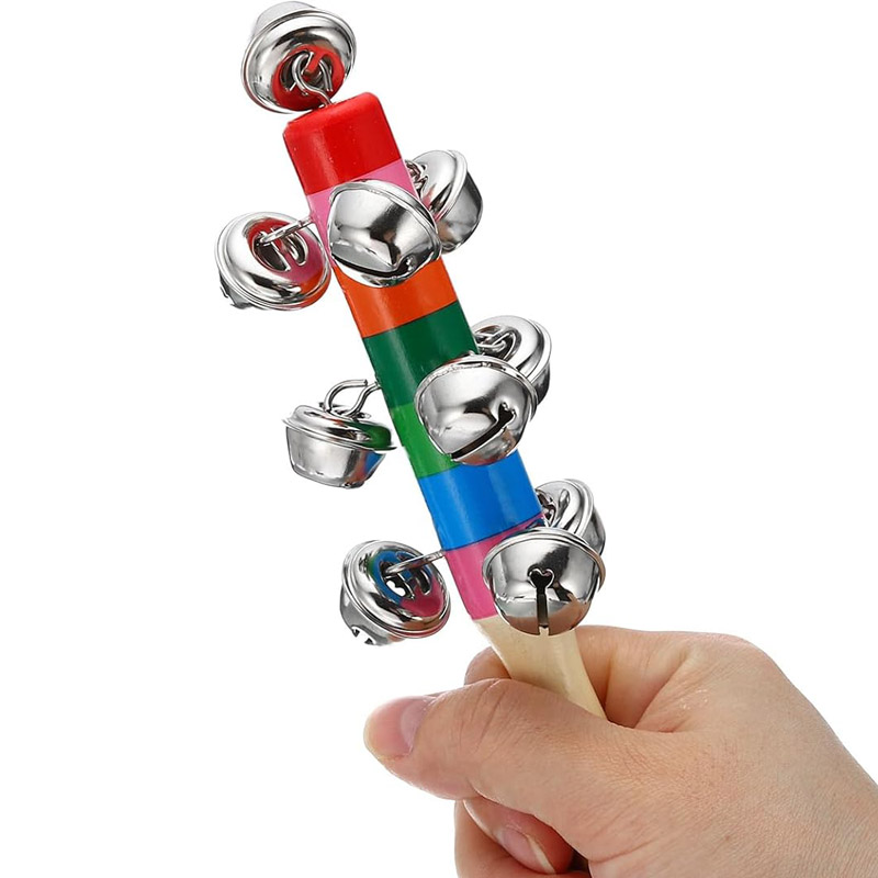 5PCS Wooden Jingle Hand Bells  - Kids Education Bell 评论和价格