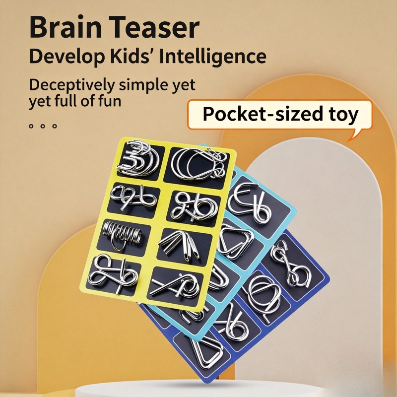 8 Pieces Metal Puzzle Set Clas - Game Educational For Kids Free 评论和价格
