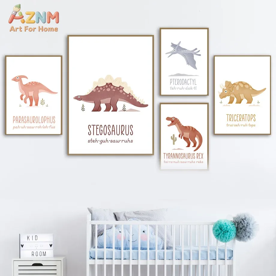 AZNM Cute Watercolor Dinosaur  - Kids Education Nursery 评论和价格