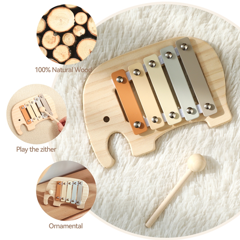 Montessori Wooden 5 Tones Mult - Kids Education Bell 评论和价格