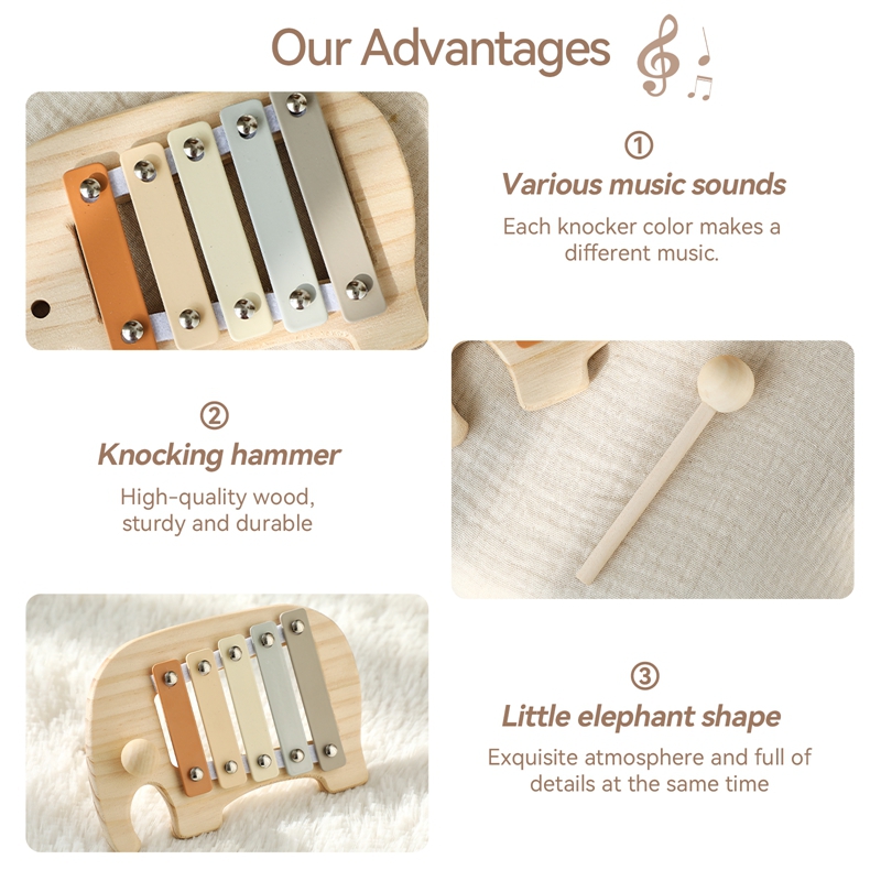 Montessori Wooden 5 Tones Mult - Kids Education Bell 评论和价格