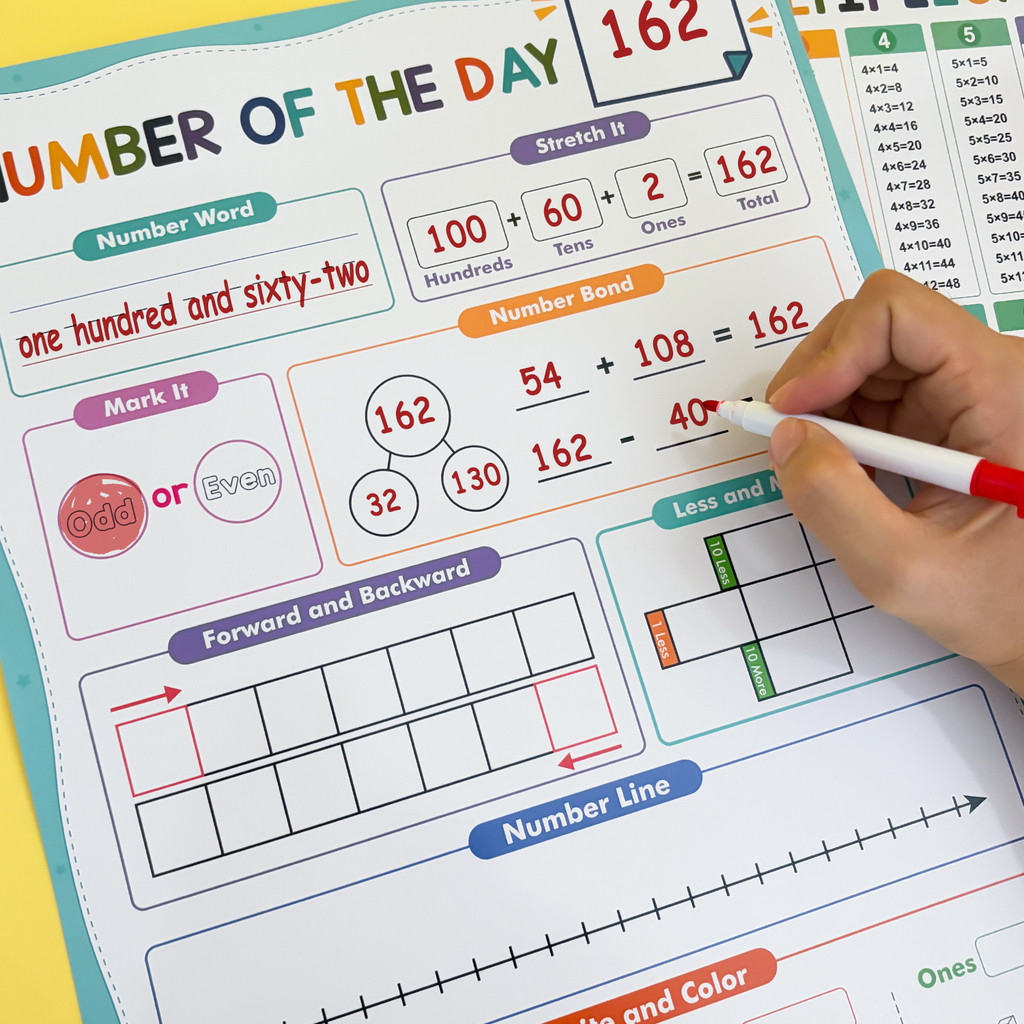 A3 Reusable Number of The Day  - Kids Education Calculator 评论和价格